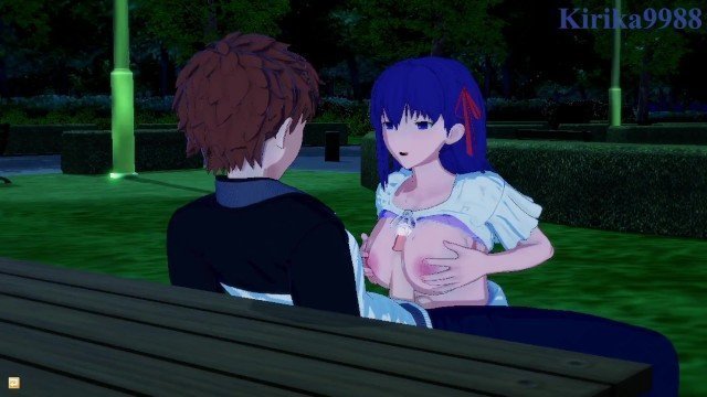  【3D】小樱和希柔晚上在公园里做爱 